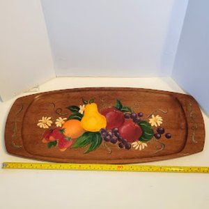 Vintage Hand-Painted Serving Tray Fruit, Millard Norman Handcrafted in England